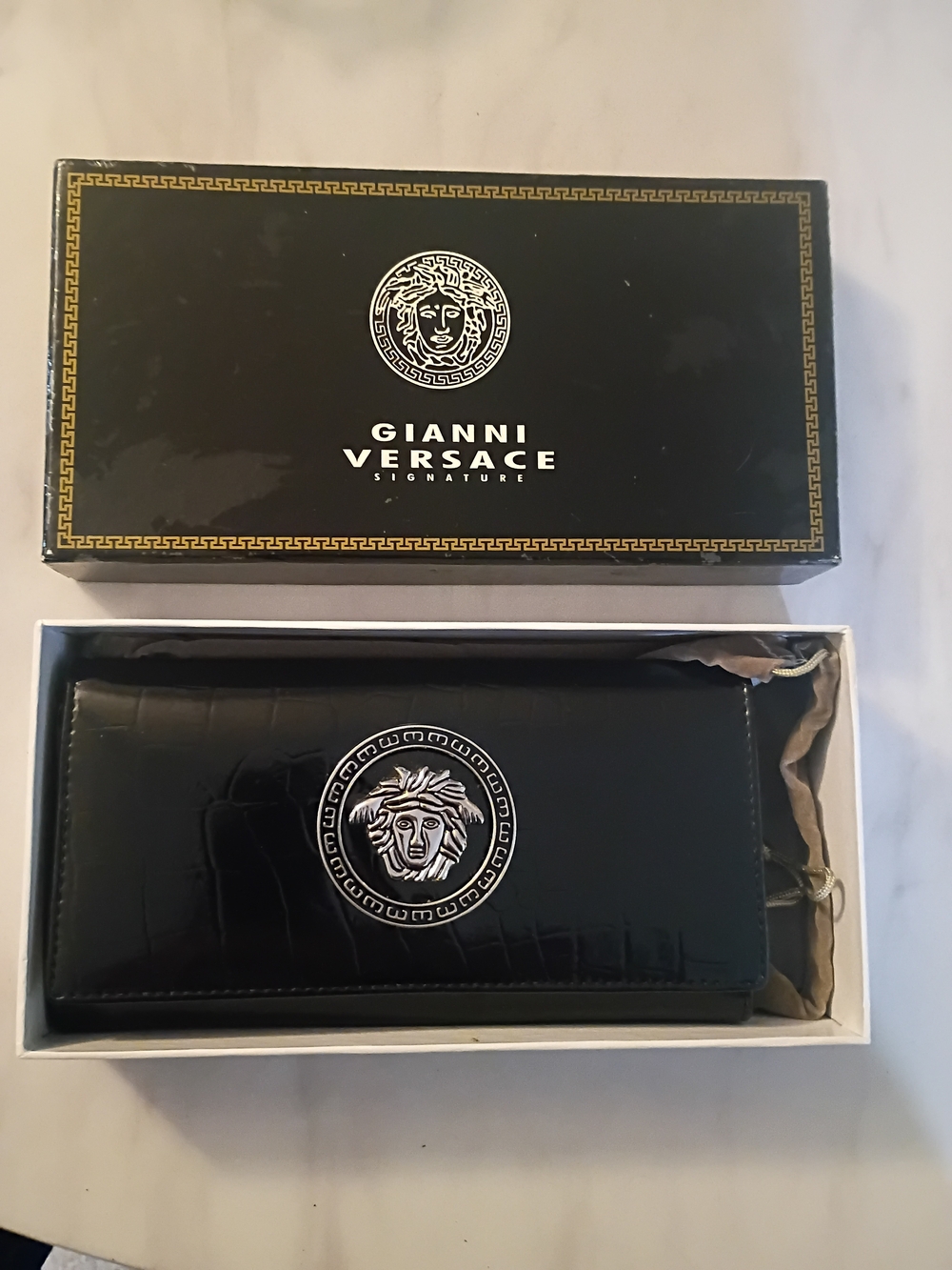 Versace Black Men's Wallet with Medusa Emblem